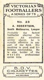 1933 Godfrey Phillips Victorian Footballers (A Series of 75) #23 Austin Robertson Back